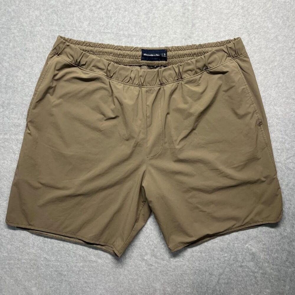 Abercrombie & Fitch Mens XL Swim Trunks Tan 85% Nylon Stretch Board Shorts